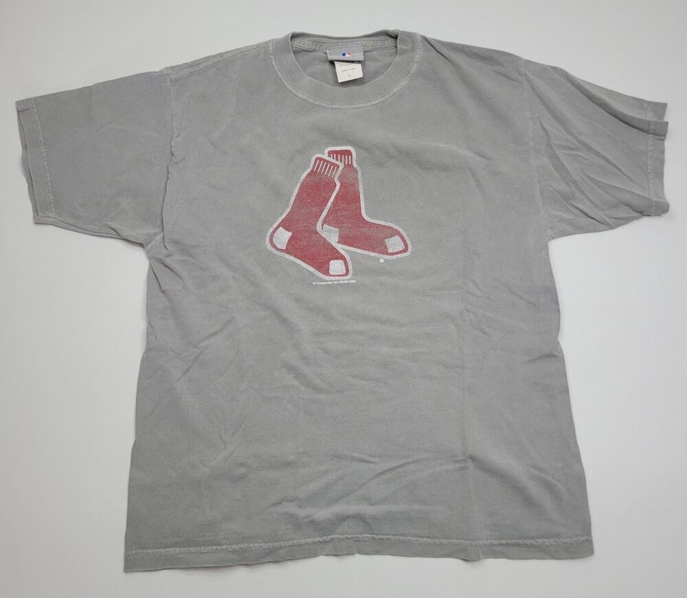 Boston Red Sox Shirt Youth Large Gray MLB Baseball Logo Graphic Short Sleeve